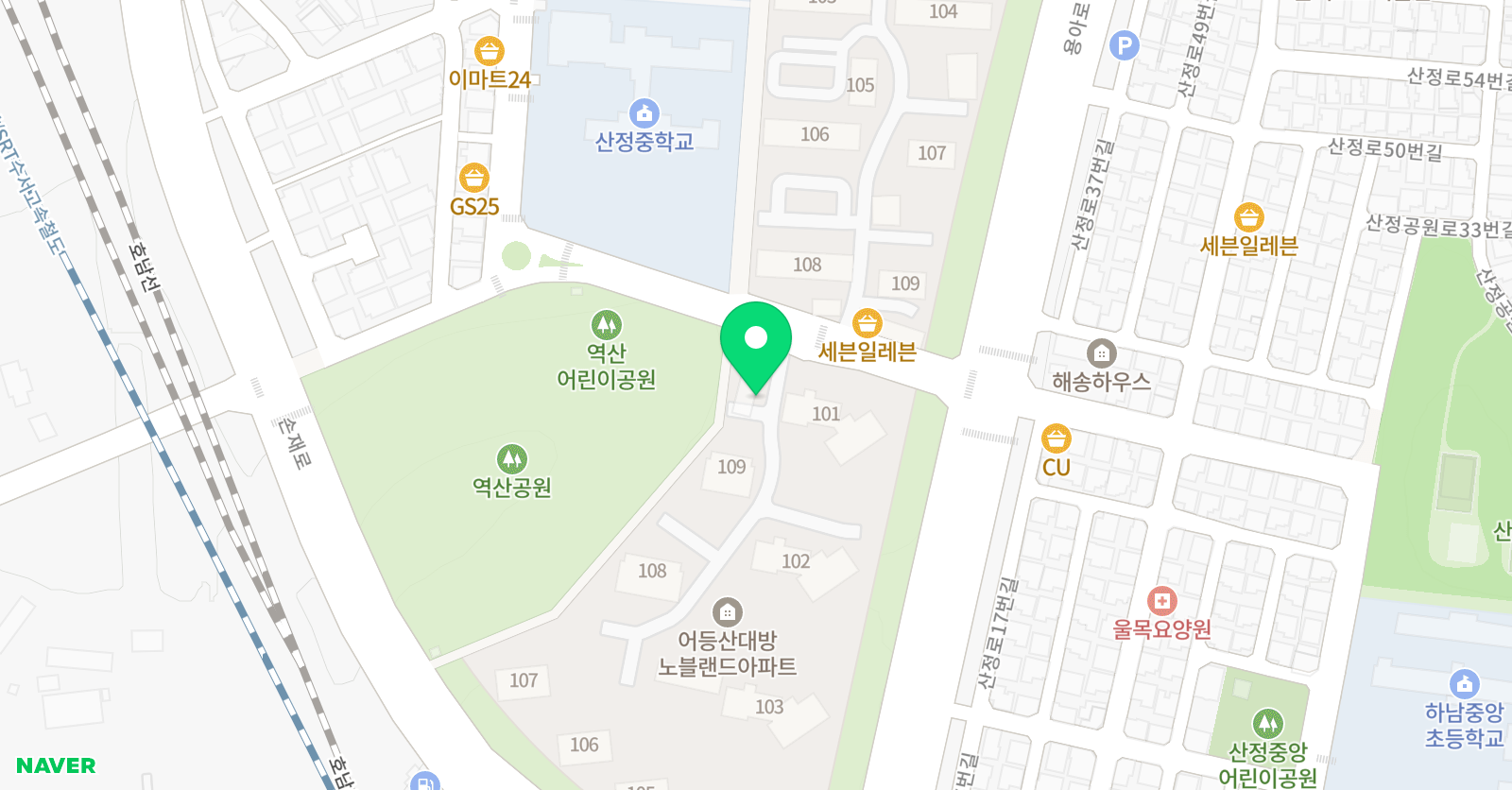 산정선미술학원 위치