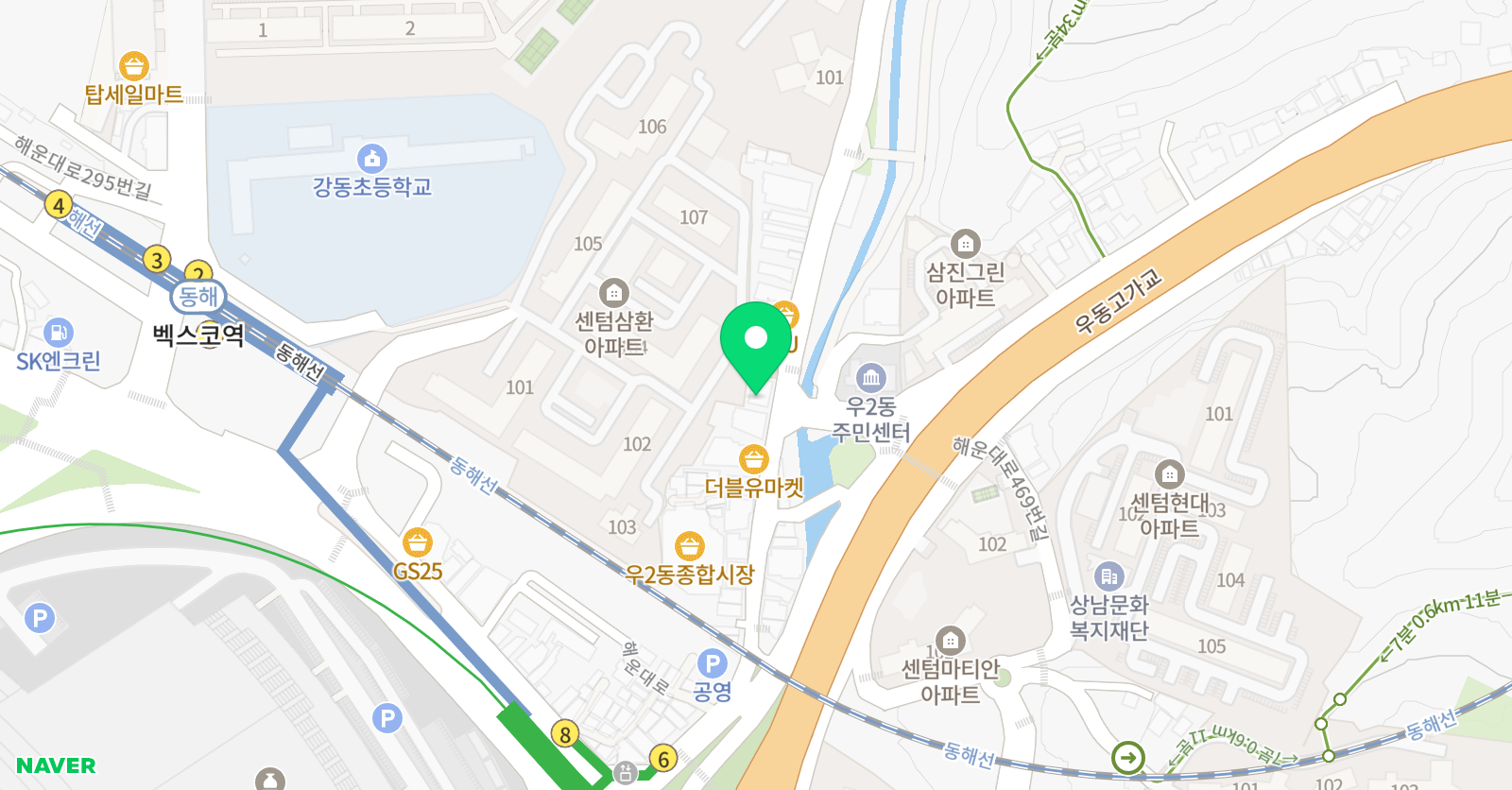 삼성영어셀레나 강동초벡스코학원 위치