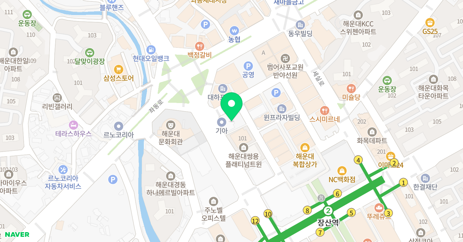 아이작 과학전문학원 해운대점 위치