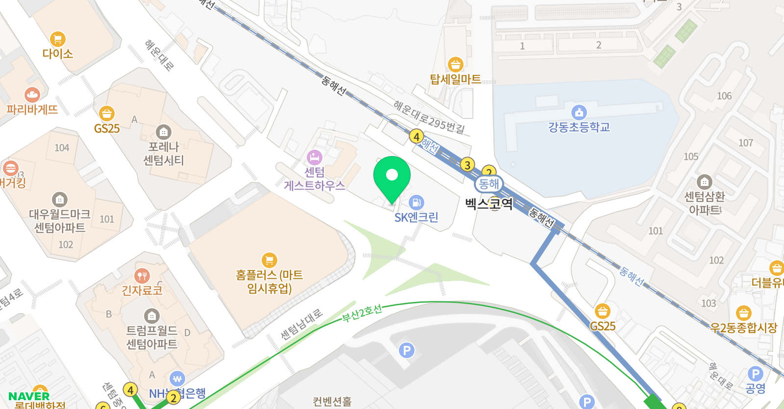 센텀 영수학원 위치