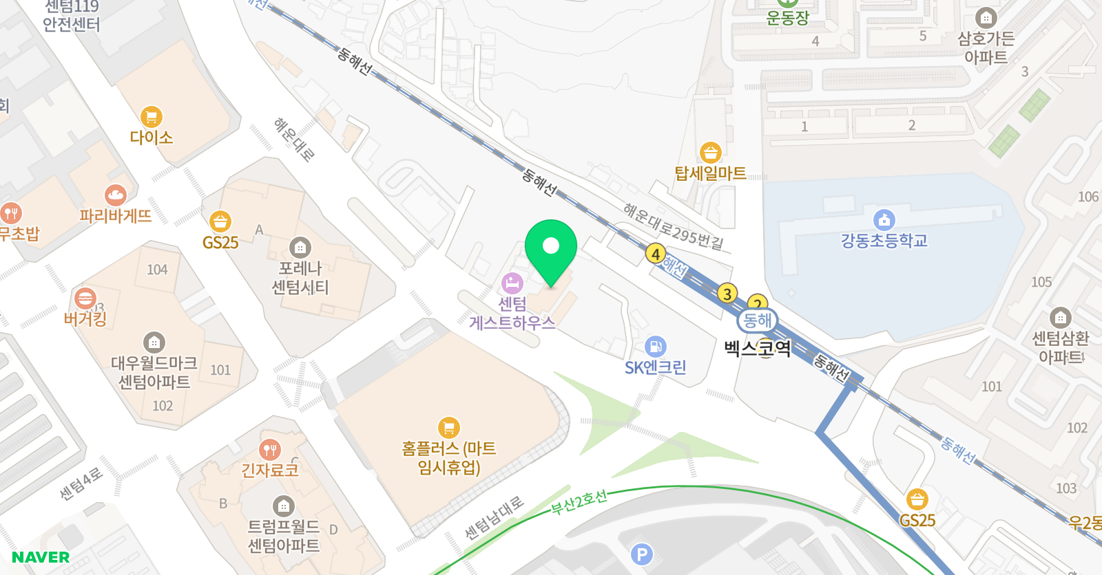 KNR다원큰나래 학원 센텀점 위치