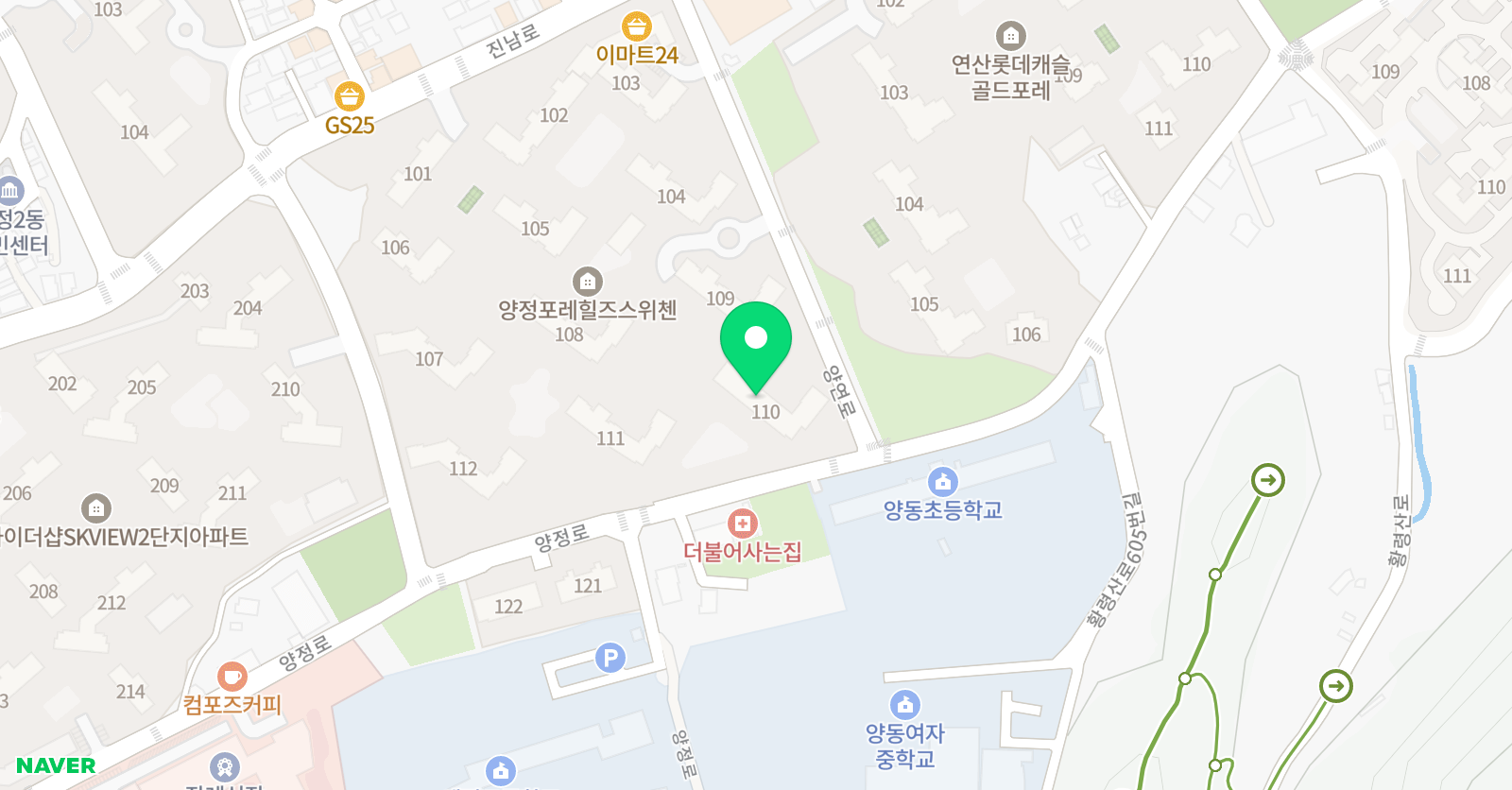 T클래스 영어학원 양동초 위치