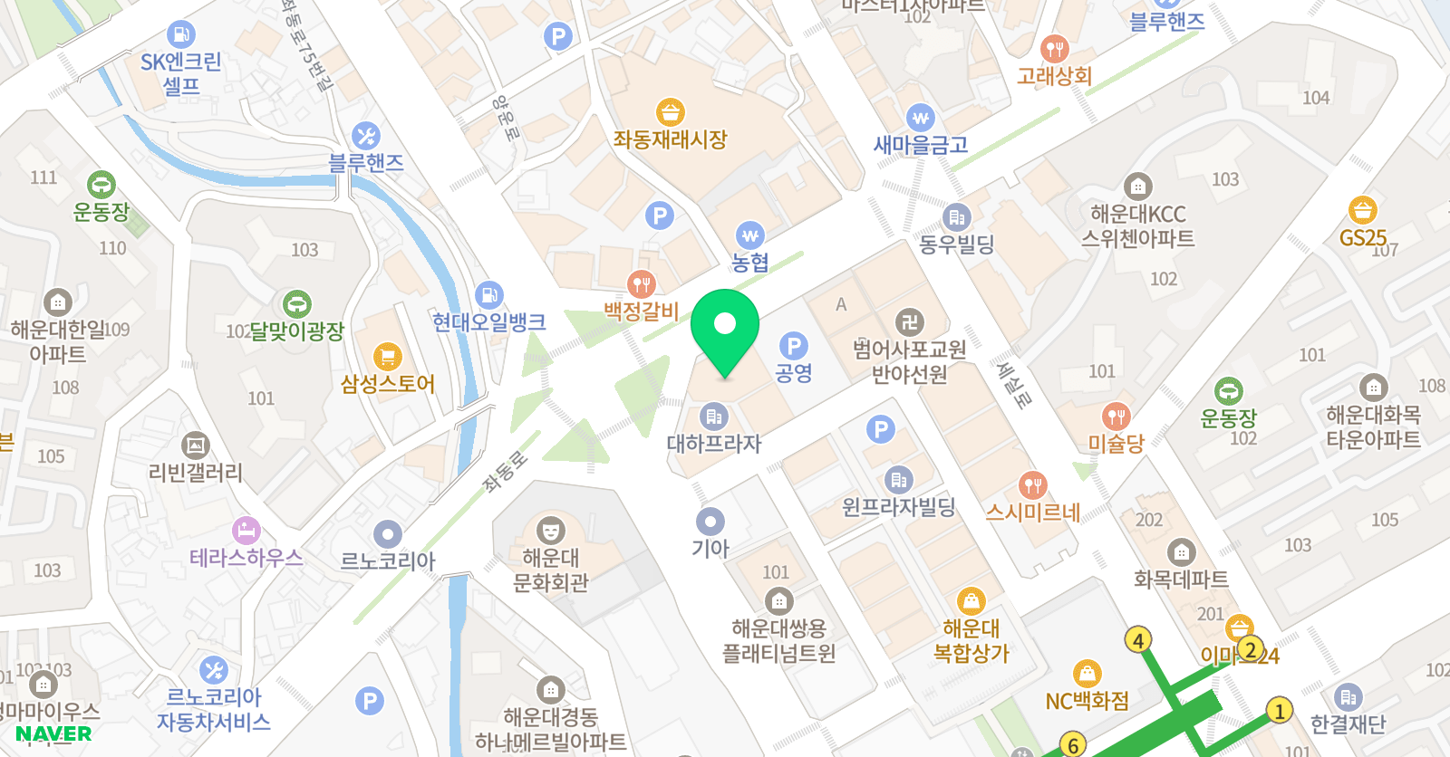 와와학습코칭 학원 좌동점 위치