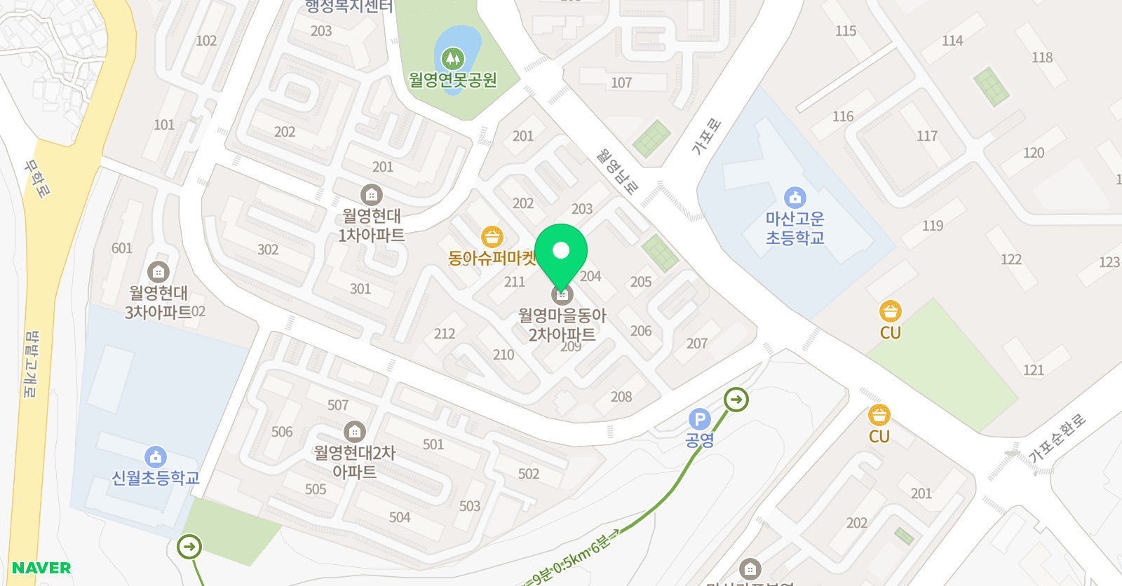 스마트해법 수학 월영동아2차점 위치