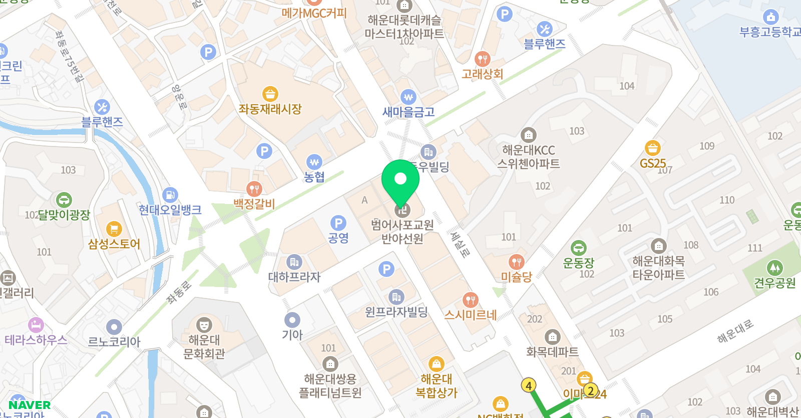 자라다남아 미술학원 부산해운대원 위치