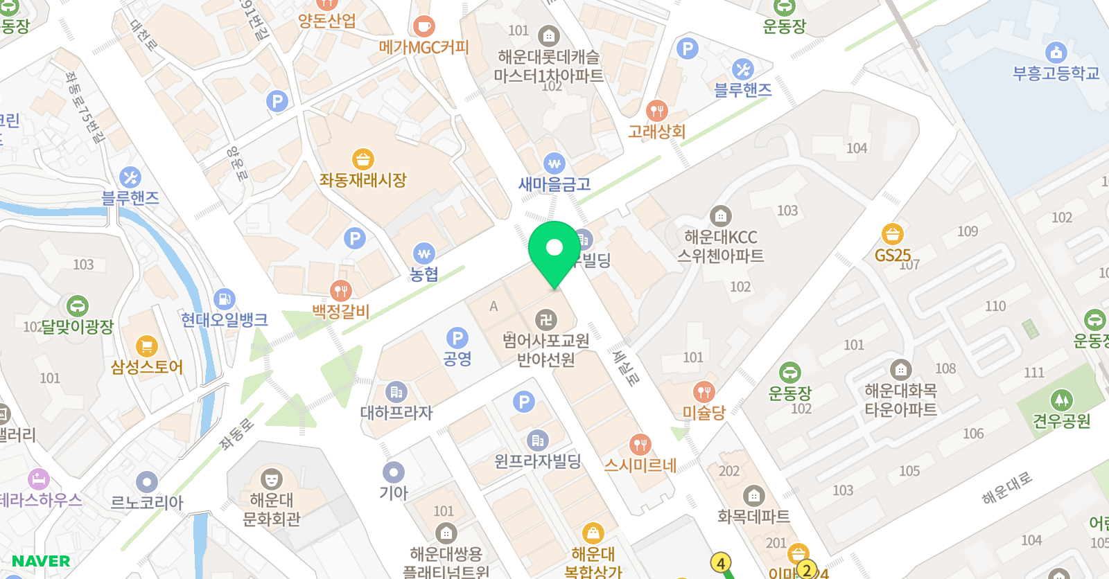 J&P 어린이수영장 해운대점 위치