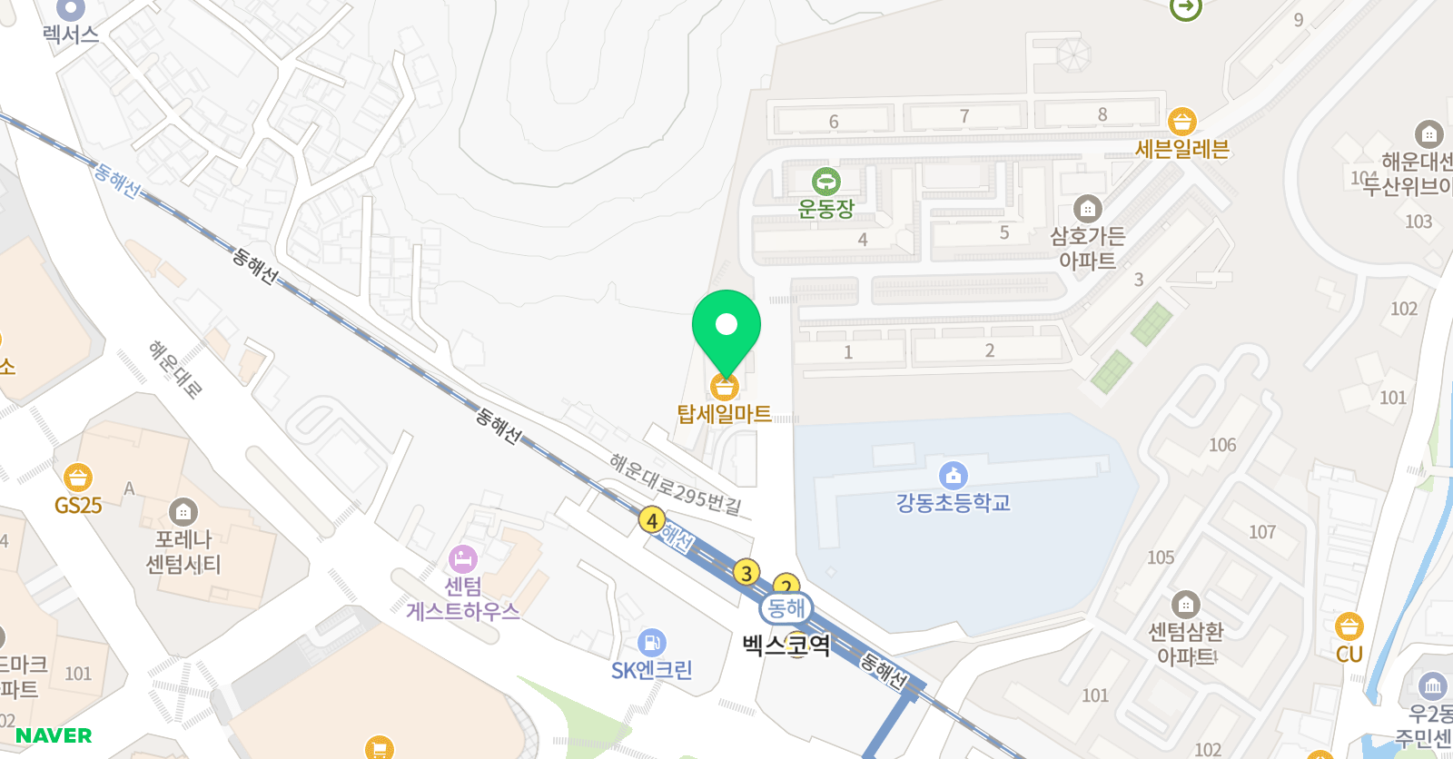센텀 화신 태권도 위치