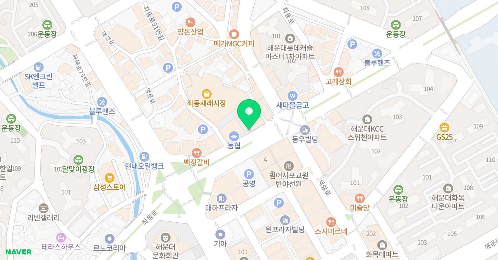망고키즈 수영장 해운대점 위치