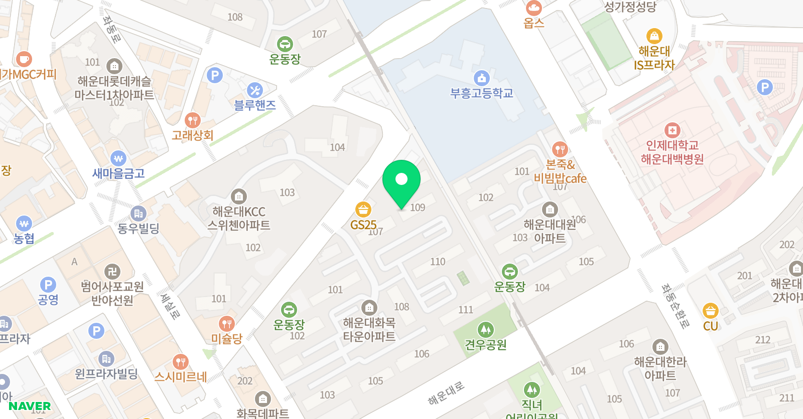 에덴 영어 공부방 좌동점 위치