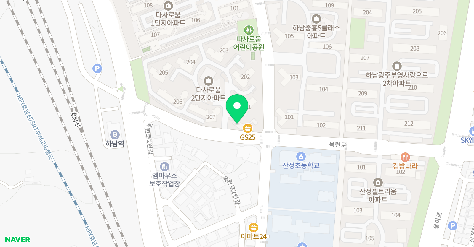 뮤엠영어 영어교습소 산정 위치