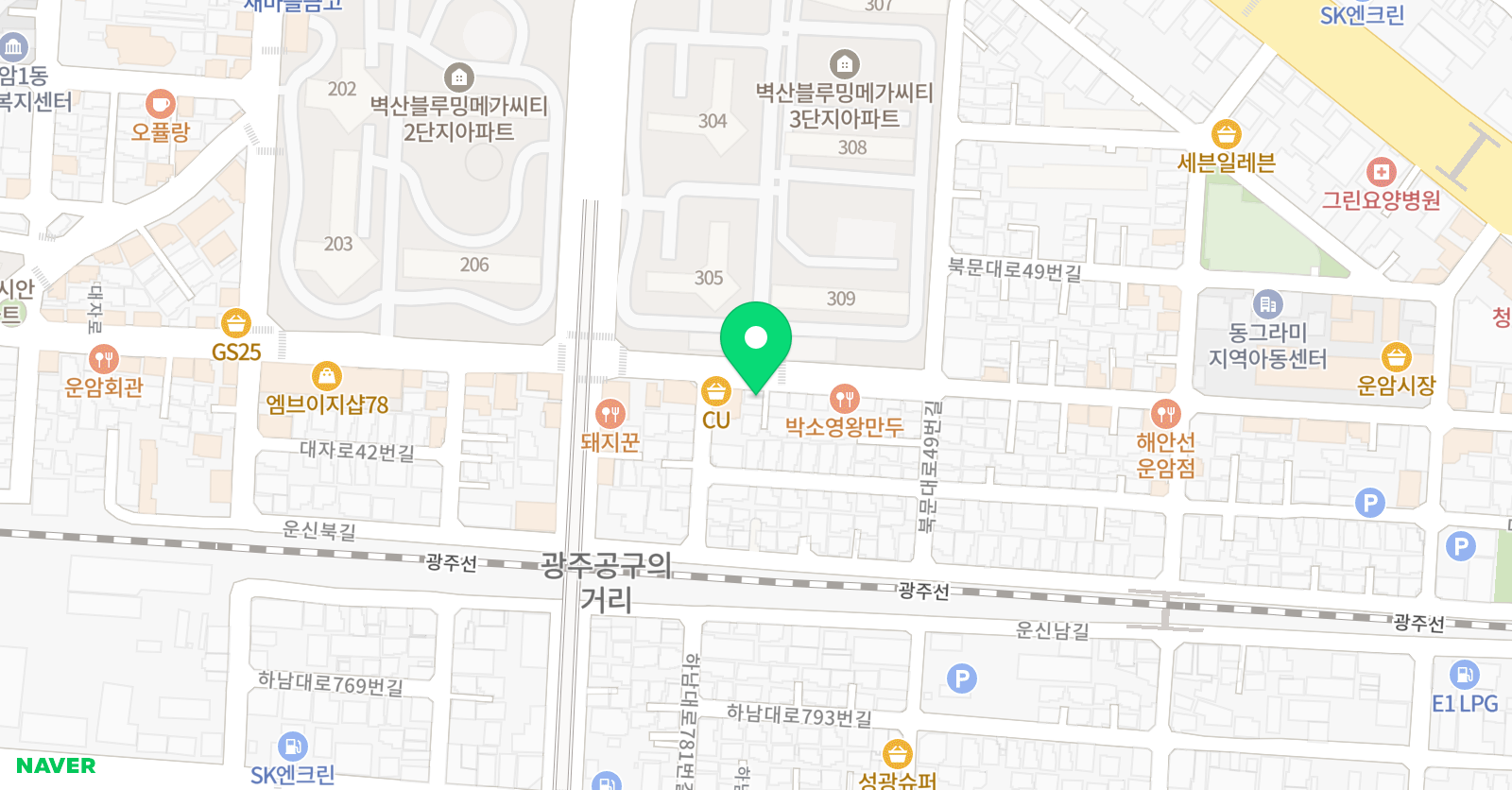 운암일등급 수학위즈덤 영어학원 위치