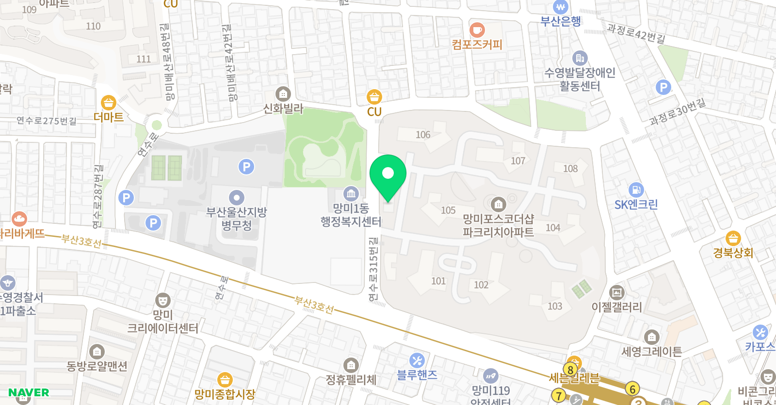 스마트해법 수학 망미더샾점 위치