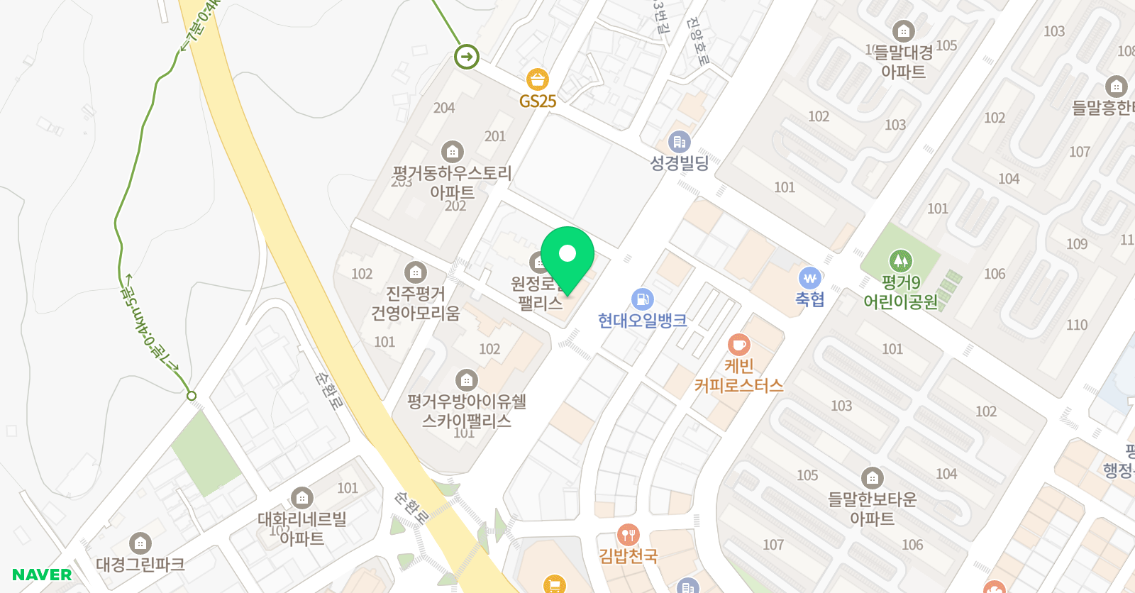 공간샘스터디카페평거점 위치