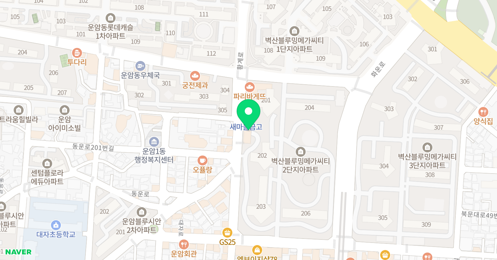 이새더하다 미술학원 운암점 위치