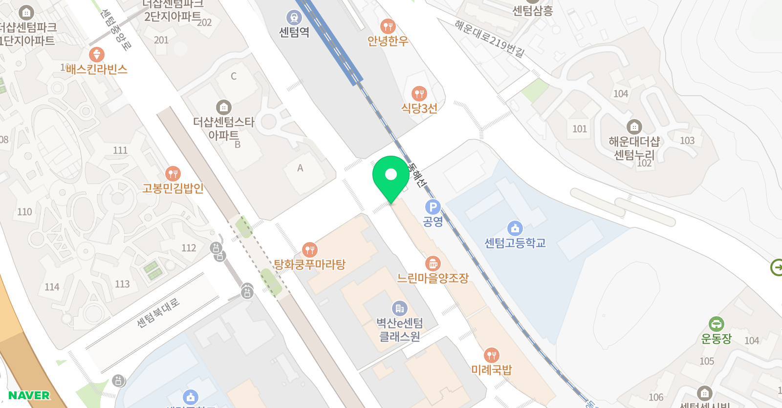센텀 아이피엘에스학원 위치