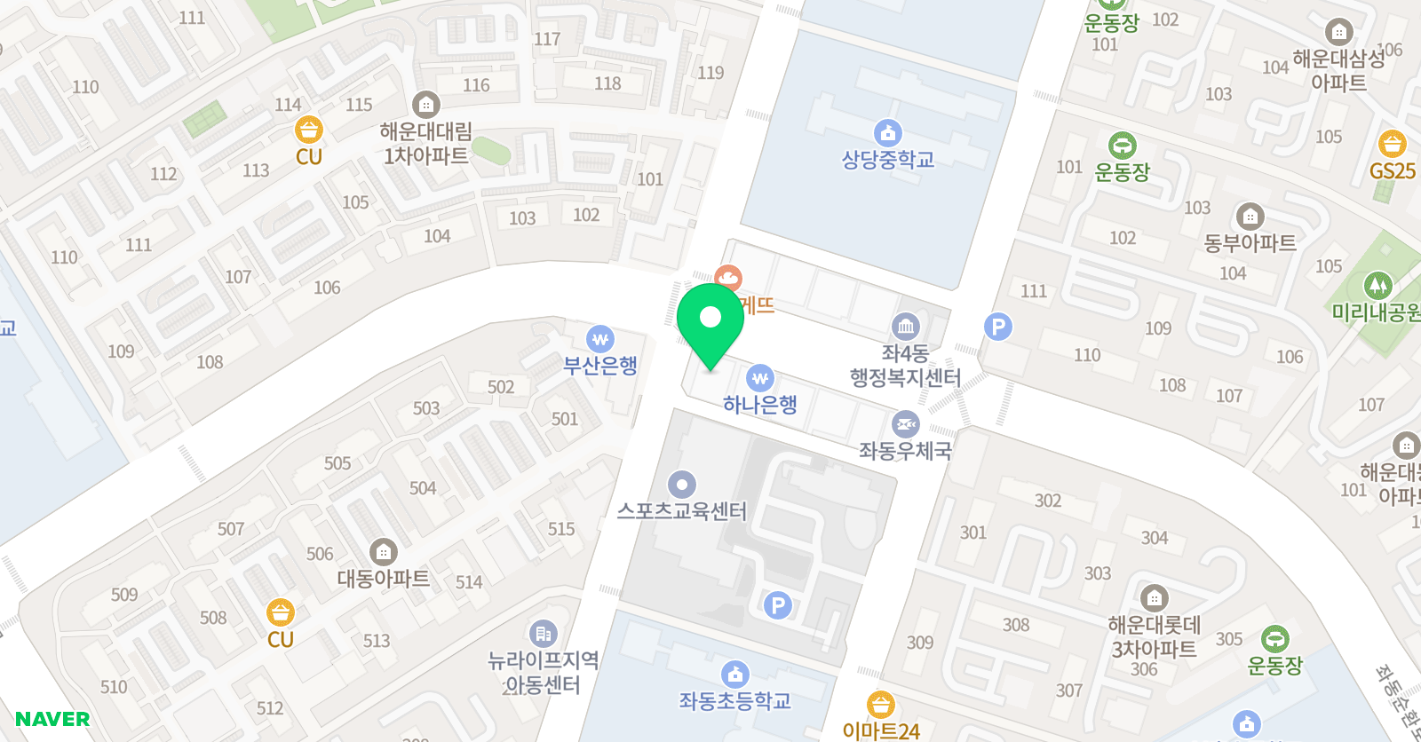 좌동엠제이 수학전문학원 위치