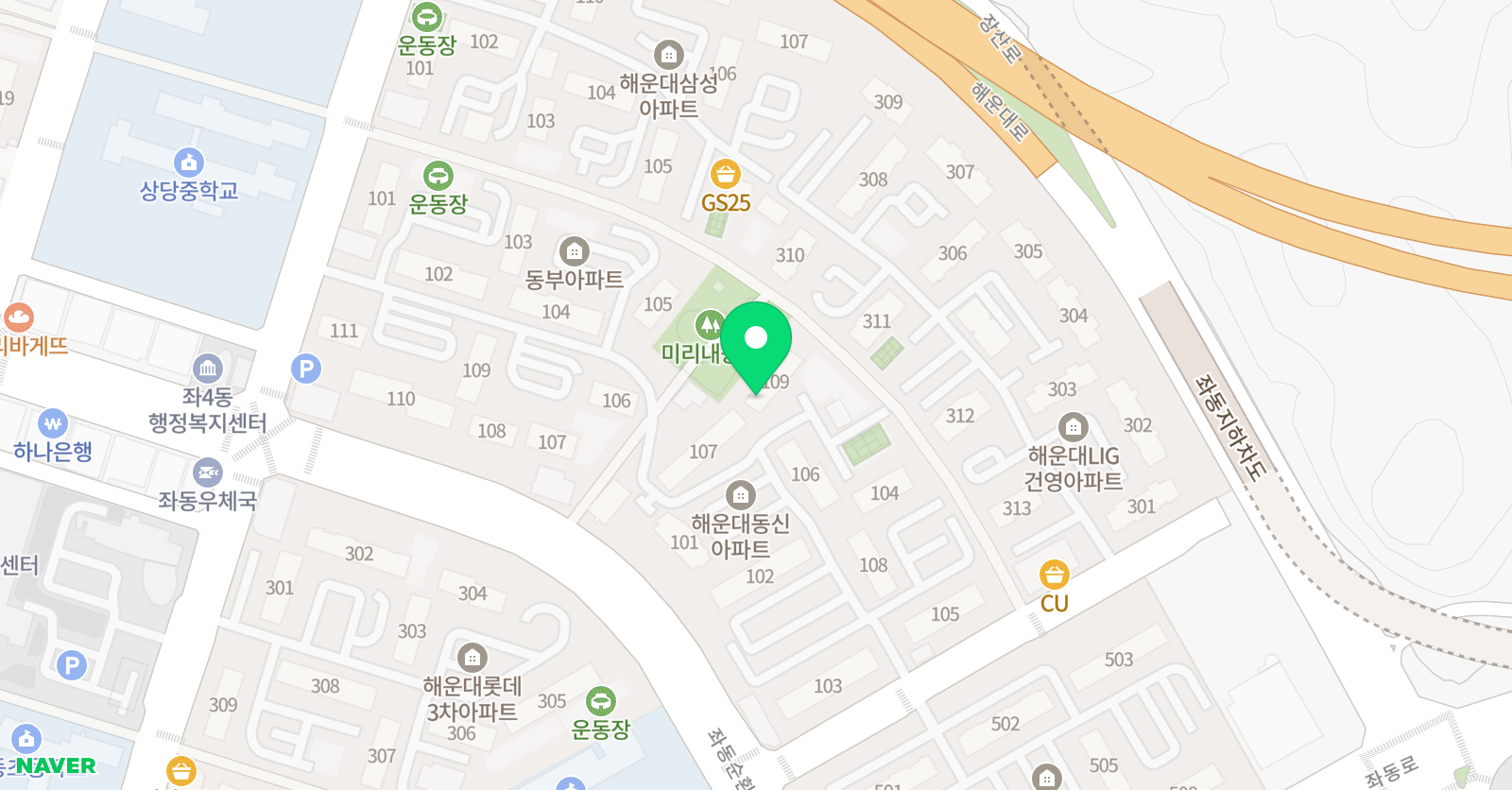 크리아트 부산좌동동신원 위치
