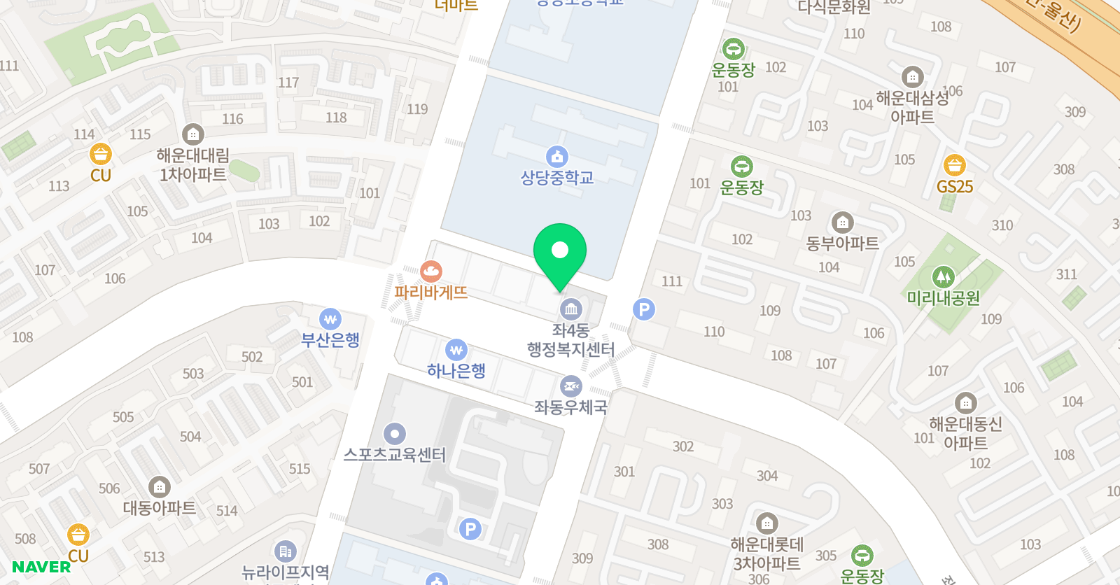 유일매쓰 수학학원 좌동본원 위치