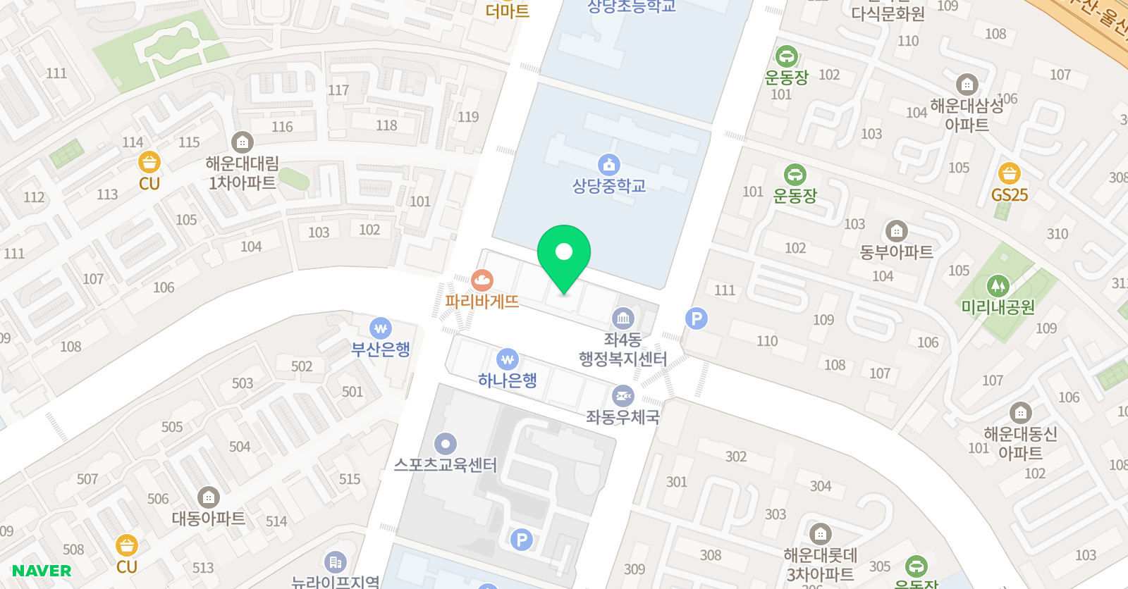 헤럴드 어학원 좌동점 위치