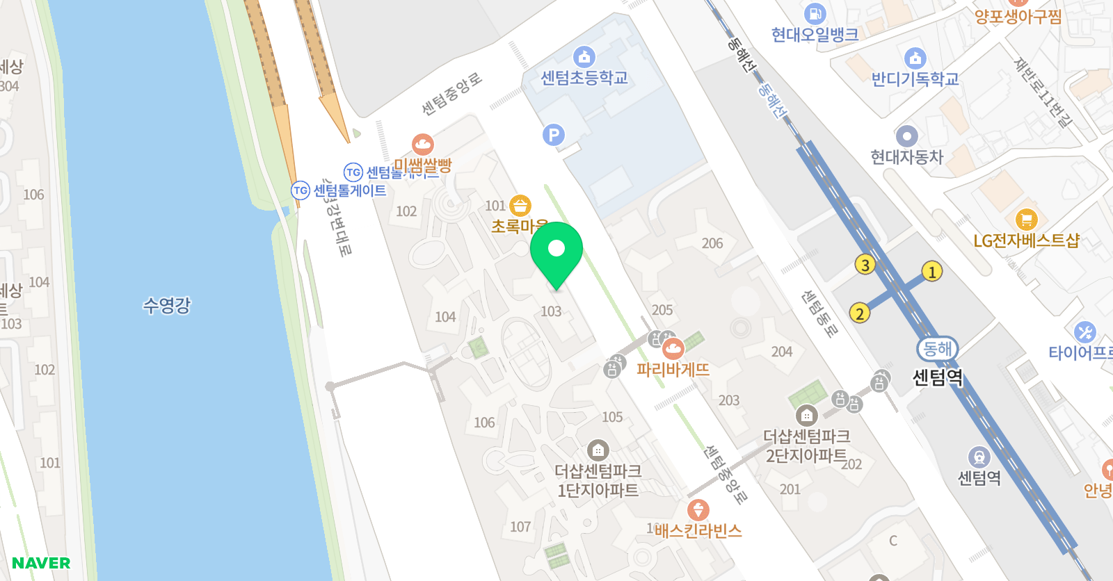 센텀 역사 위치