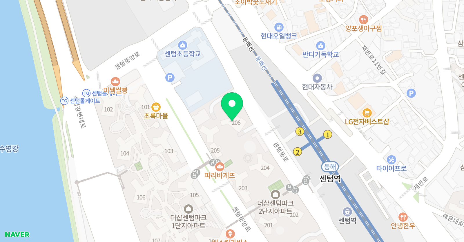 빨간펜 수학의달인 재송센텀TOP점 위치
