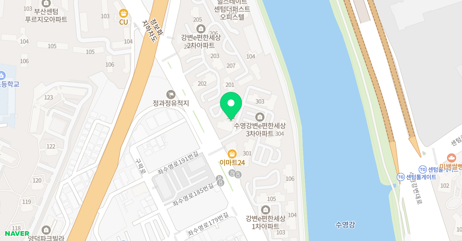 놀작마이아트 수영강변3차e편한세상앳홈 위치