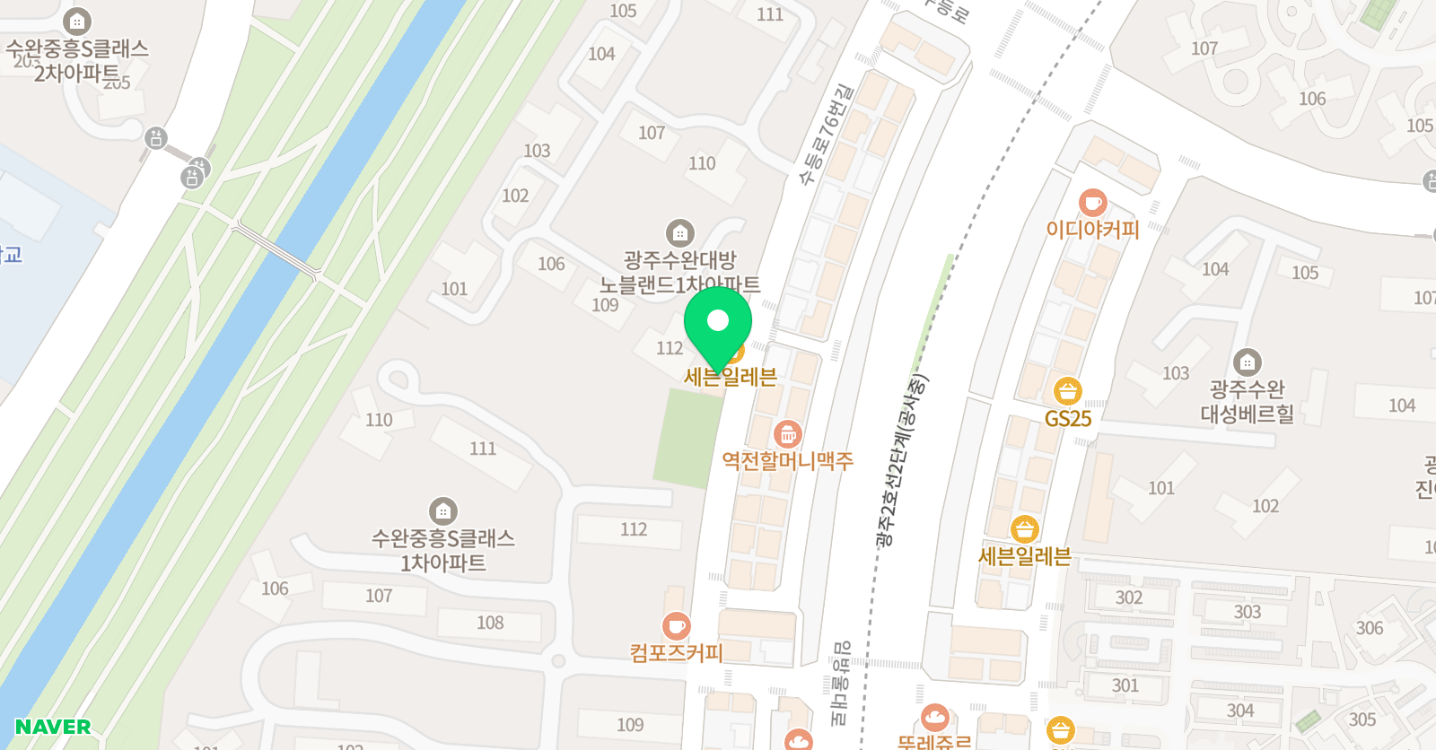 스마트해법 수학 수완대방1차점 위치