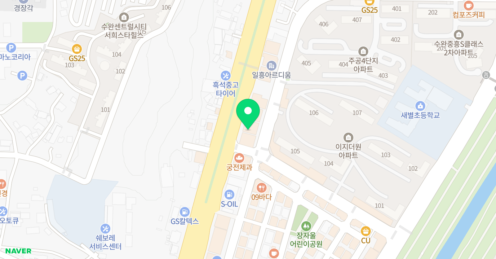 GnB&패럴랙스 수완제일캠퍼스 위치