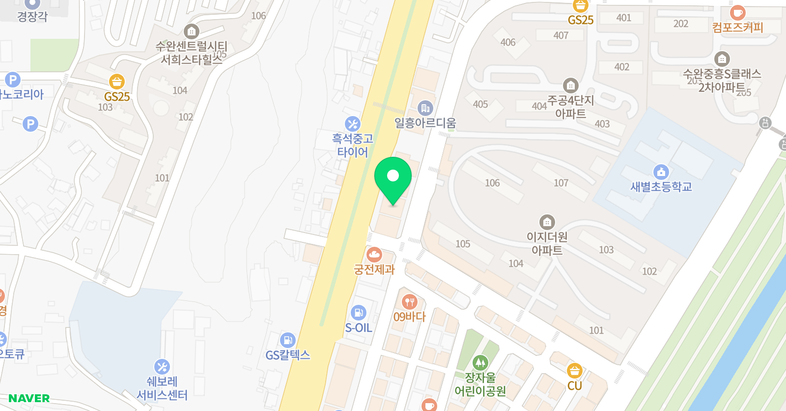 수완지앤비어학원 위치