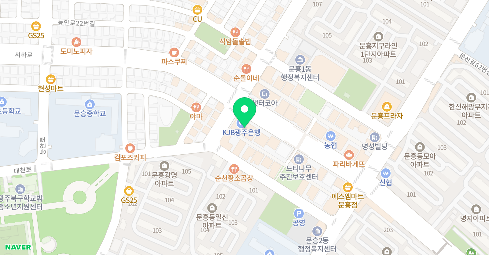 지앤비패럴랙스 문흥캠퍼스 위치