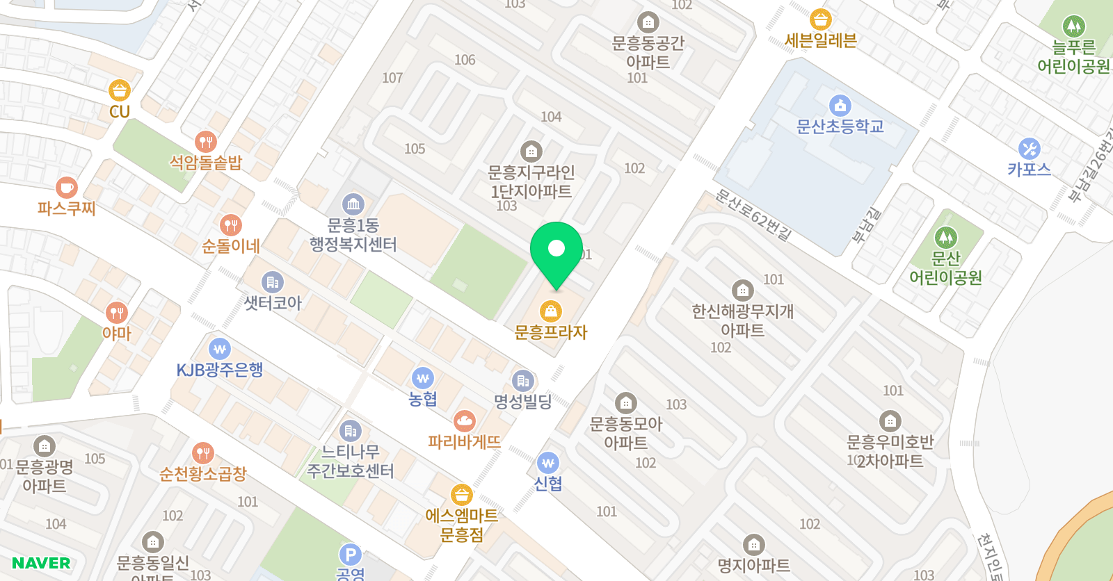 와이비엠 잉글루 광주문흥제1캠퍼스 위치