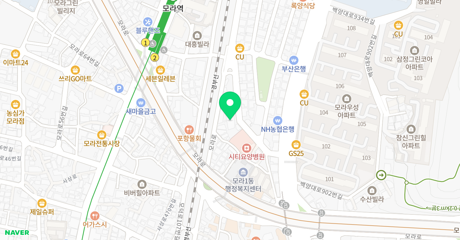 한샘 학원 위치