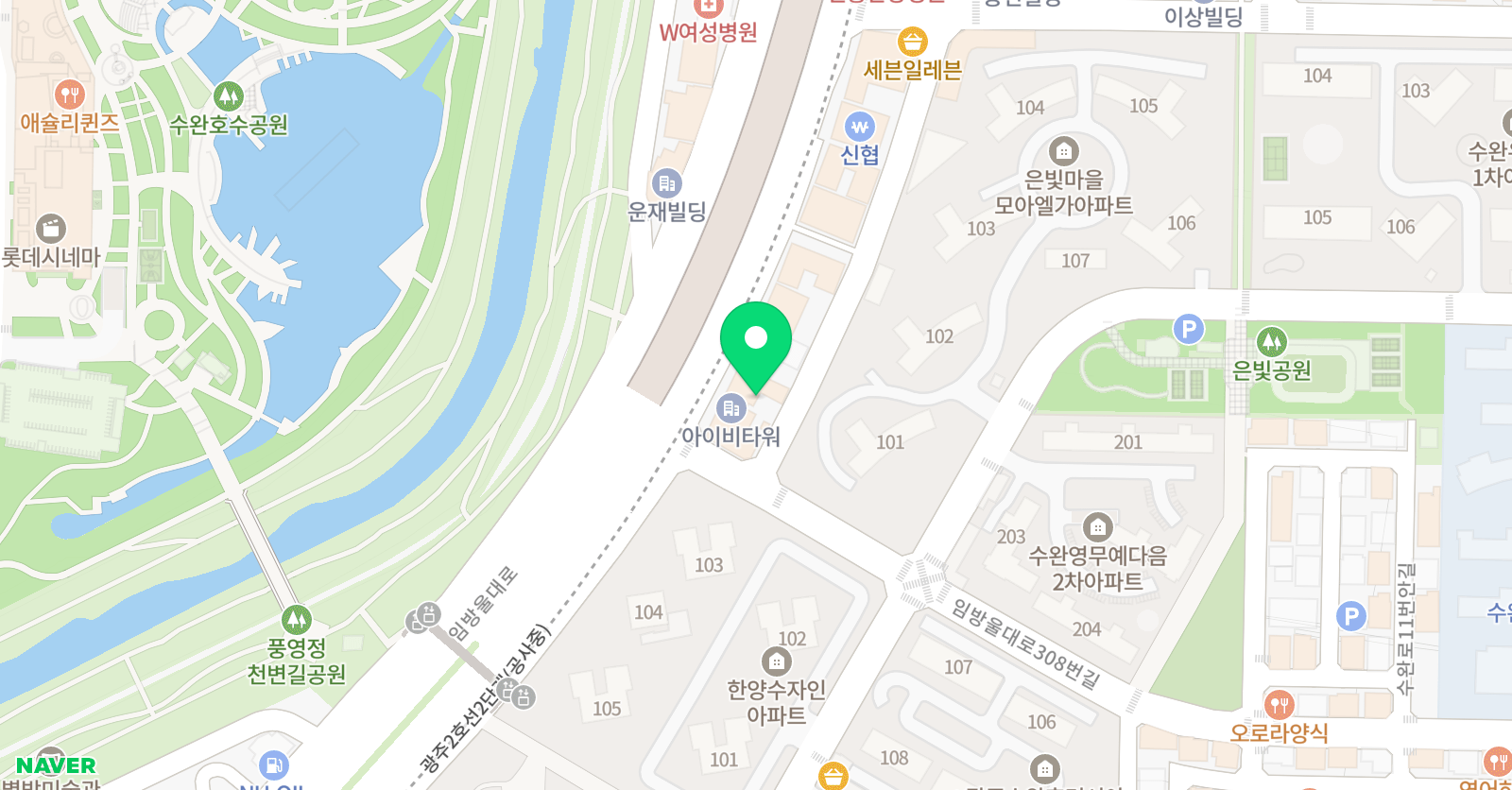 아르떼홍익미술 수완점 학원 위치