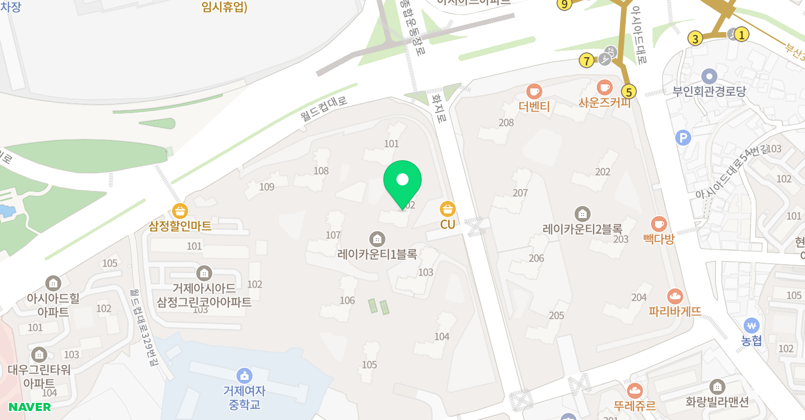 아소비 부산 레이카운티1단지점 위치