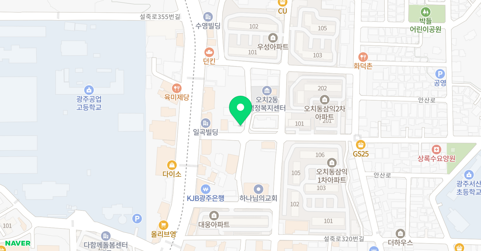 지산한길 수학어학원 오치점 위치