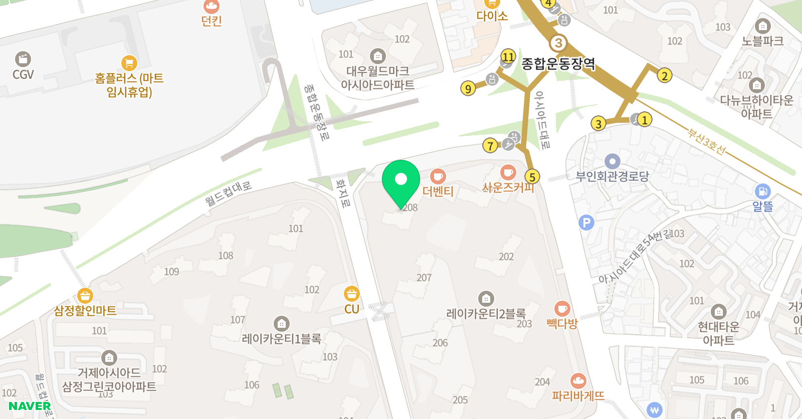 뮤엠영어 레이카운티 NEST 학원 위치