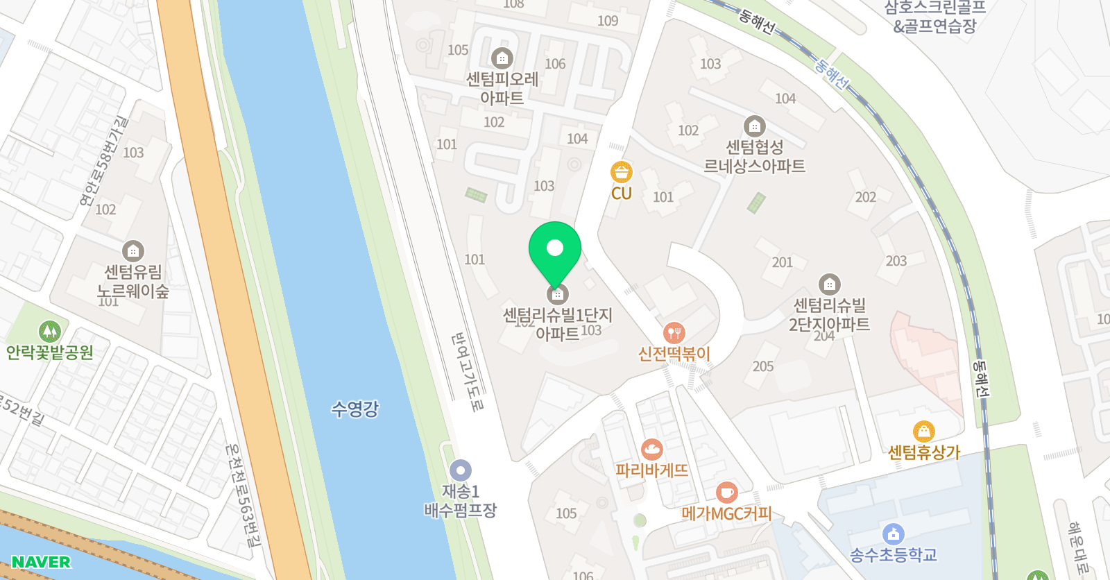 책통클럽&공필왕 센텀리슈빌점 위치