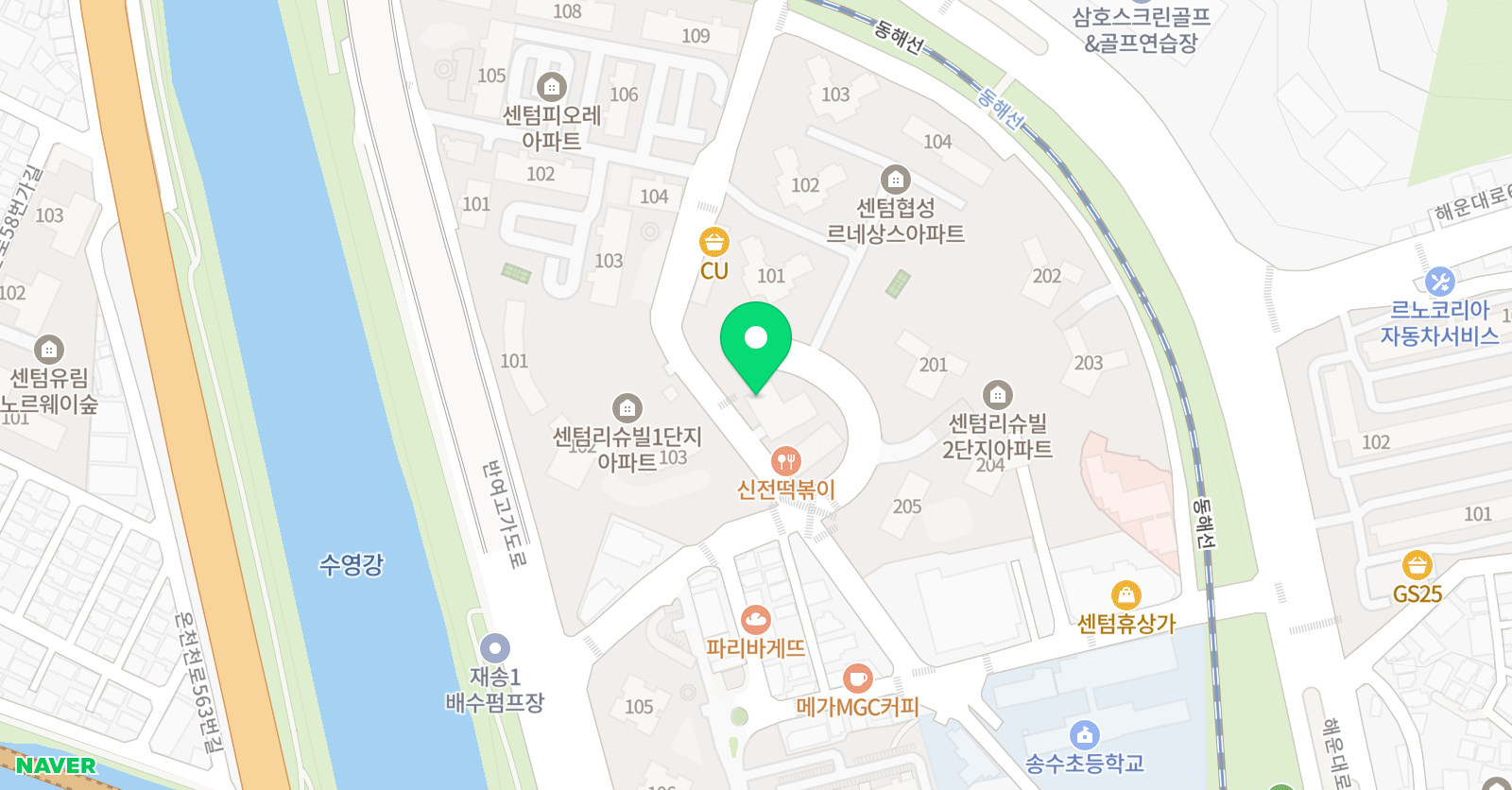 센텀 HJ 풋볼클럽 위치