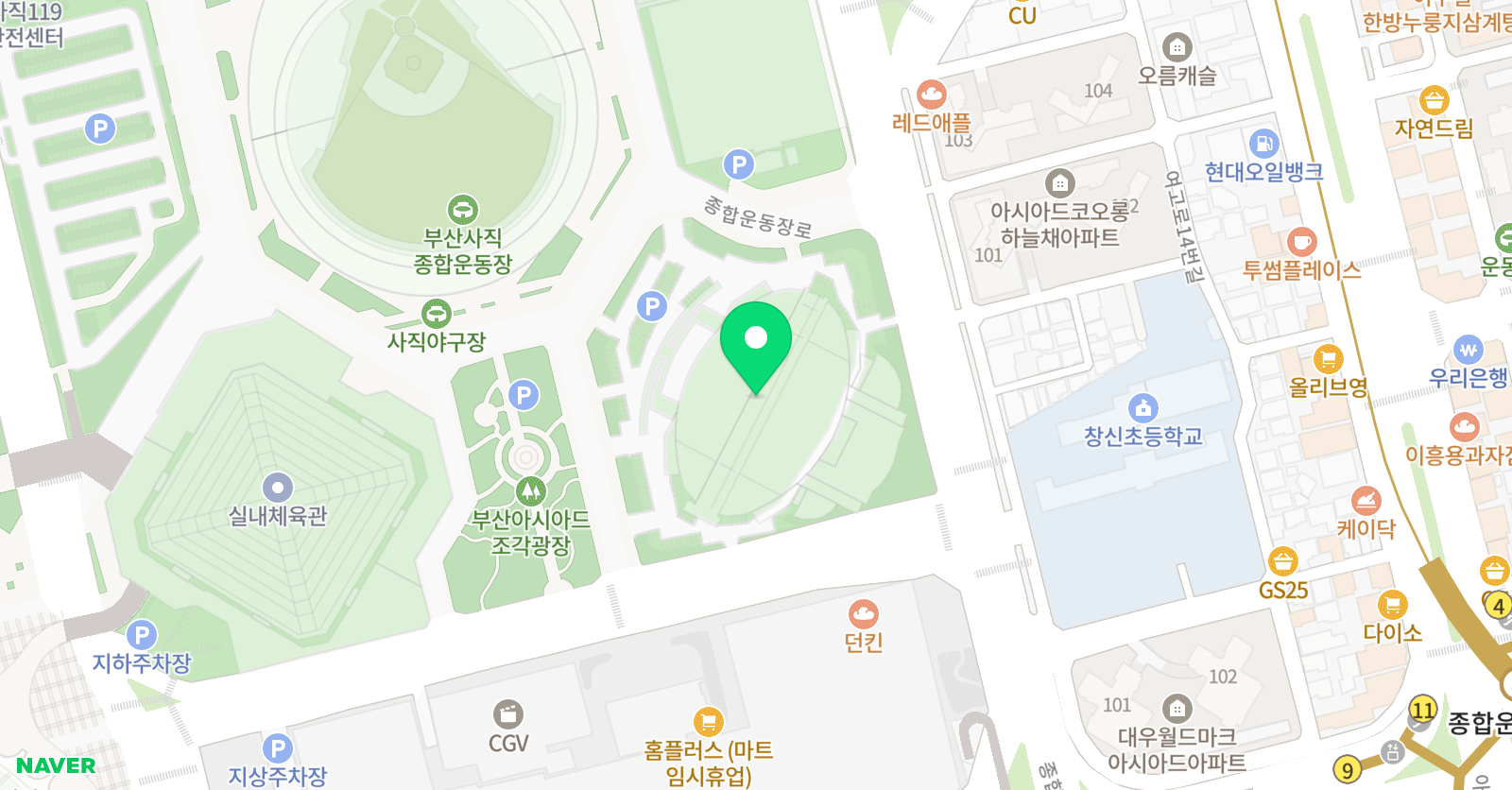 부산사직종합운동장 실내수영장 위치