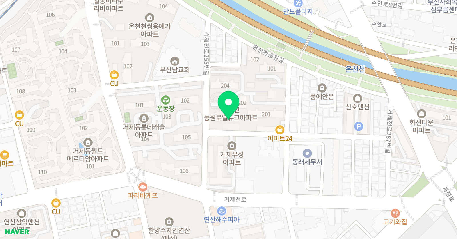 아소비 온천천동원로얄듀크점 위치