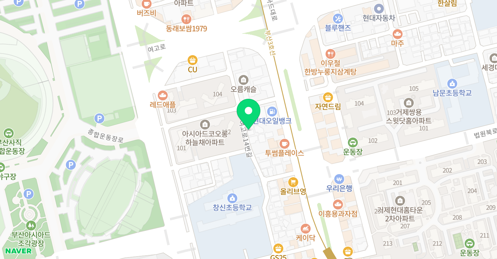 책나무 아시아드점 위치
