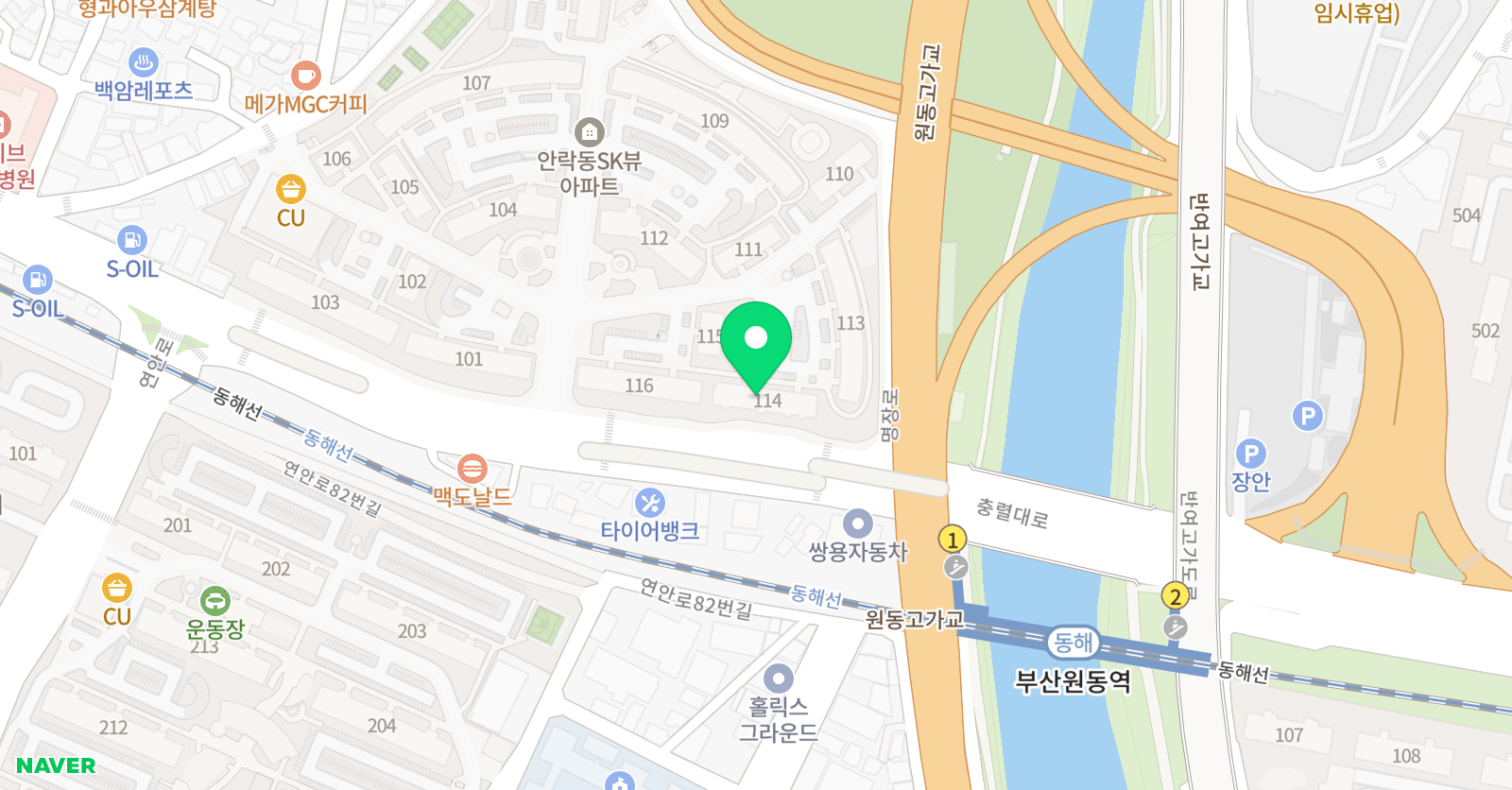 스마트해법 수학 동래안락sk뷰114동점 위치