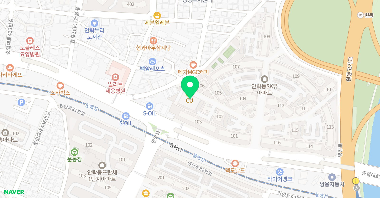 뮤엠 영어 안락SK점 위치