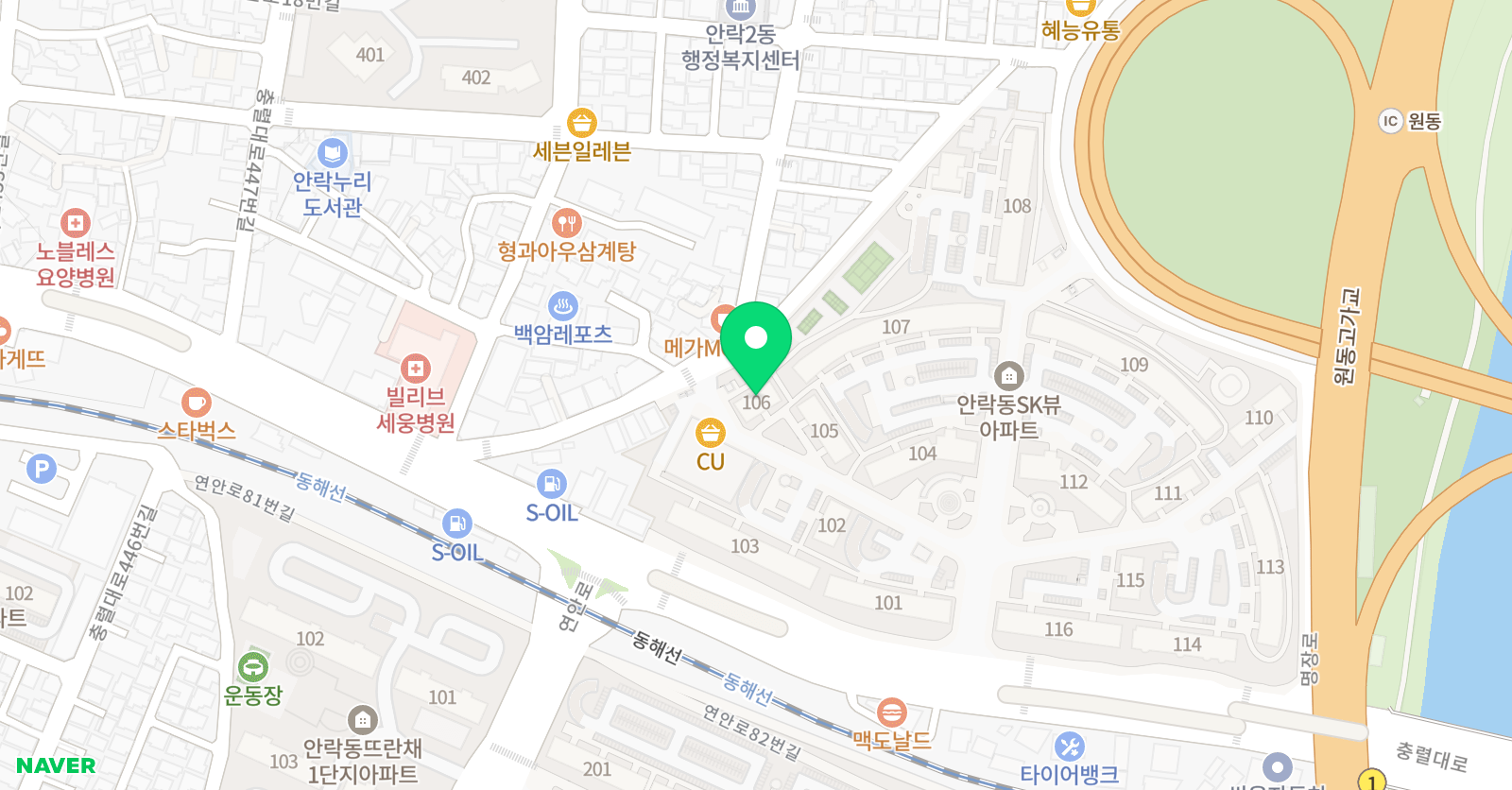 크리아트 부산동래안락원 위치