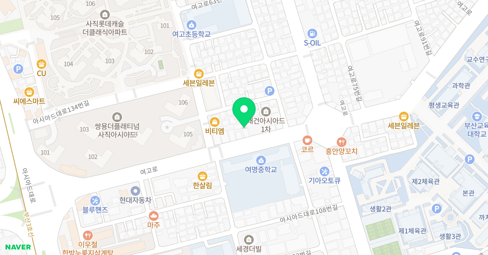 DYB최선 어학원 CREO 동래 캠퍼스 위치