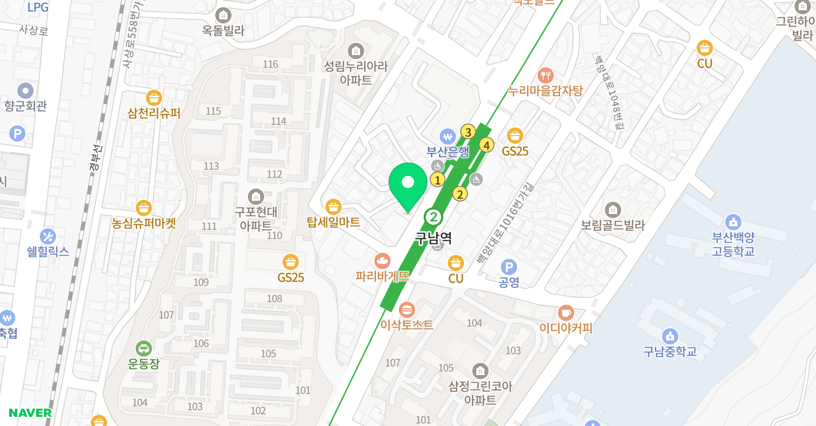 더배움 영어수학학원 에이드영어 구남캠퍼스 위치