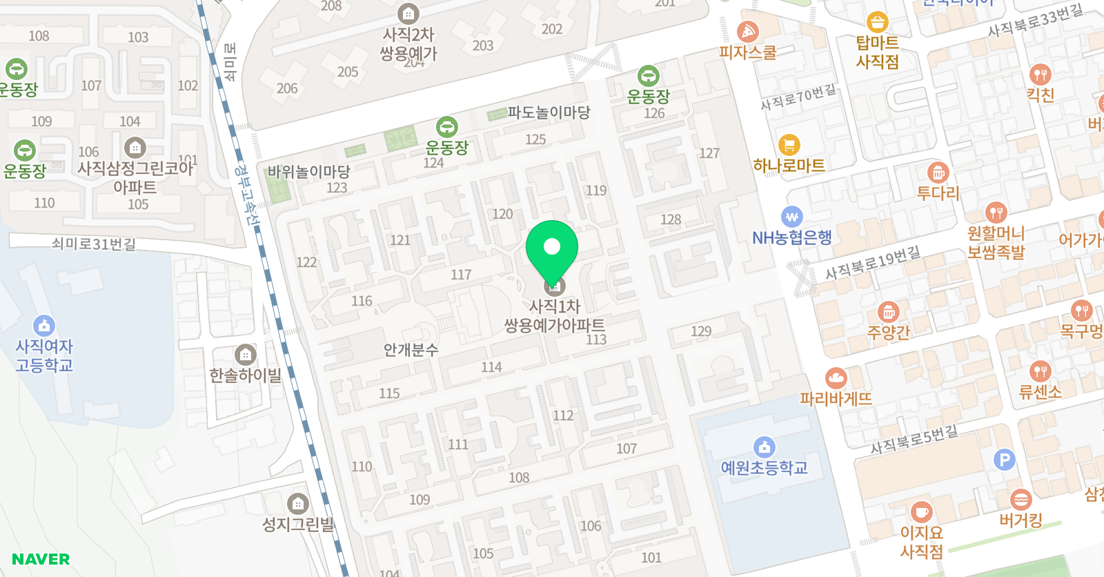 솔루니 사직쌍용예가 학원 위치