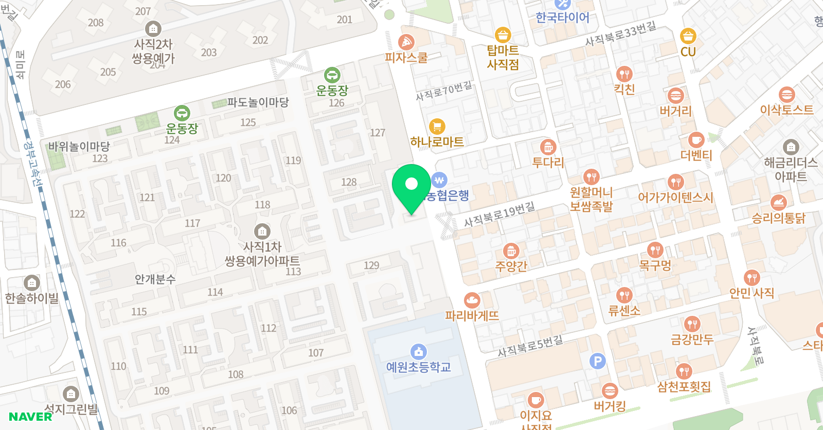 잉글리시아이 사직쌍용예가점 위치