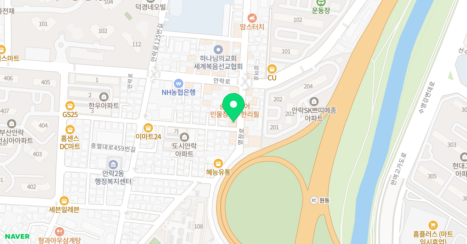안락이스턴 영어 위치