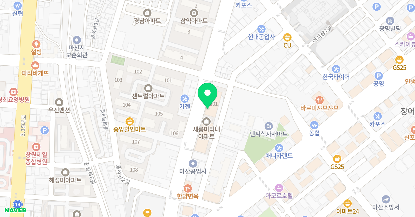 망고키즈 수영장 마산점 위치